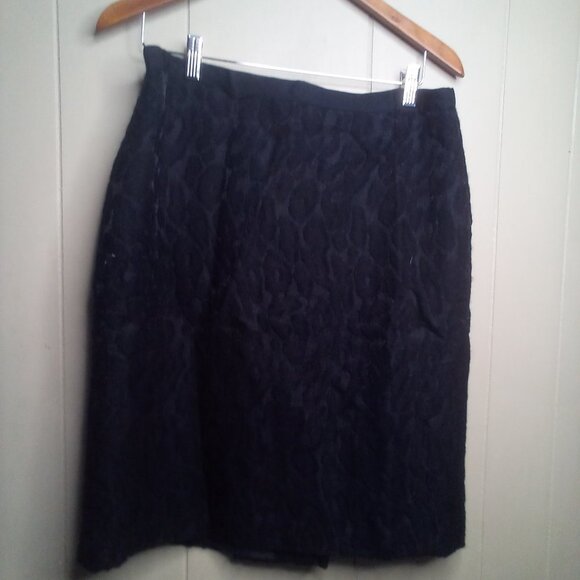 Ann Taylor Skirt 12 Textured Wool Blend Black - Picture 14 of 14